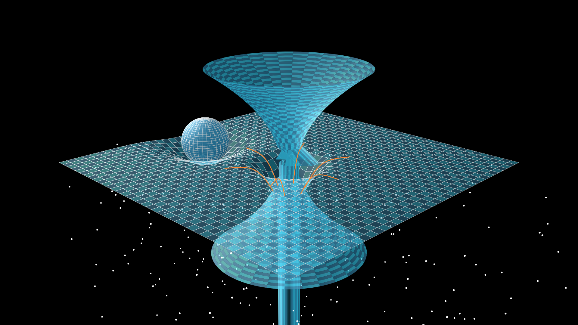 Distortion Gravity Wormhole - Manim 3D rendering